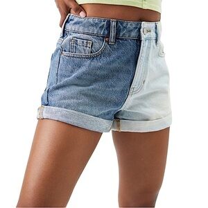 PacSun‎ Cotton Two-Tone Vacation Beach Festival Pool Denim Mom Shorts Size 24